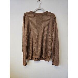 Mano Italy Silk Rayon Blend Sweater Mens XL Lightweight Pullover Shirt Brown